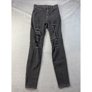 AMERICAN‎ EAGLE Next Level Stretch Black Denim Curvy Hi  RISEJeggings JEANS Sz 0